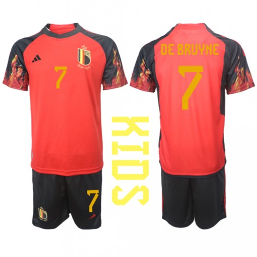 Dětský Fotbalový dres Belgie Kevin De Bruyne #7 MS 2022 Domácí Krátký Rukáv (+ trenýrky)